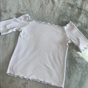 Women's Off-Shoulder Ribbed Top - Light Blue